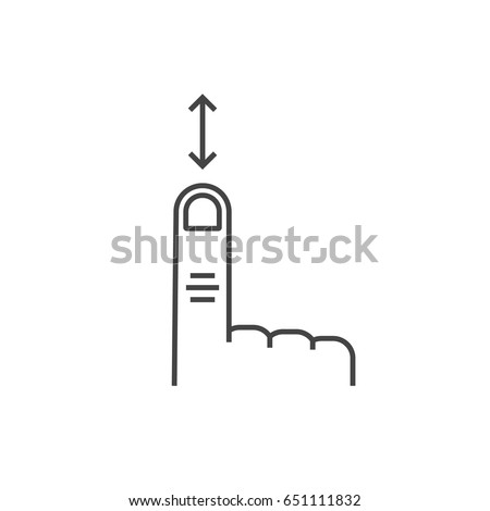 thin line up down scroll finger isolated on white background. concept of user interface for work on laptop or pc and monitor gesturing. simple linear flat style trend modern logo graphic art design