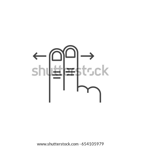 left and right two scroll finger. flat stroke style trend modern logo graphic design isolated on white background. concept of simple gesturing like usability for user interface