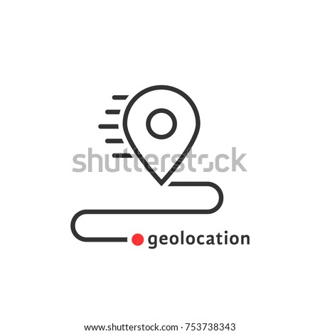 road path like thin line map geolocation icon. flat outline simple abstract mapping logotype brand graphic ui design isolated on white. concept of show or check transport route or find the right place