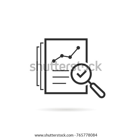 thin line assess icon like review audit risk. linear flat trend quality logotype graphic art design isolated on white background. concept of find internal vulnerable bill or data research and survey