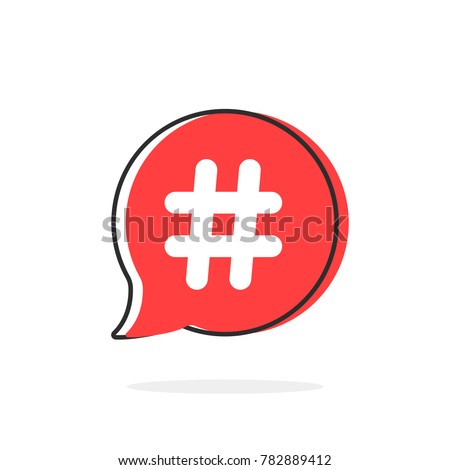 red simple thin line hashtag icon. flat contour trendy logotype graphic art design illustration isolated on white background. concept of popular message for microblogging or advertising emblem