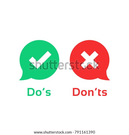 color speech bubble like dos and donts. flat simple trend modern logotype graphic design illustration isolated on white. concept of checklist element and reject or accept symbol for evaluation quiz