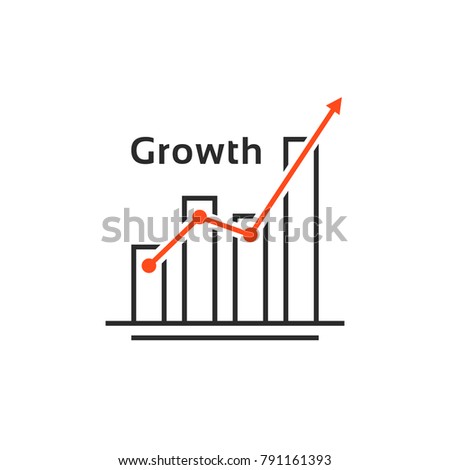 success like simple thin line growth logo. concept of grow up your capital or analysis prediction algorithm. contour flat style trend increment logotype graphic art design isolated on white background