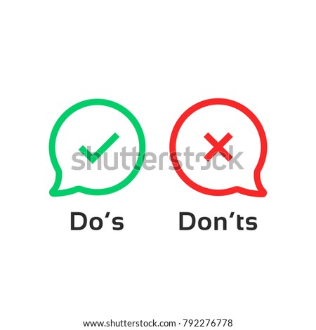 thin line speech bubble like dos and donts. concept of checklist element and reject or accept symbol for evaluation quiz. outline simple trend logotype graphic design illustration isolated on white