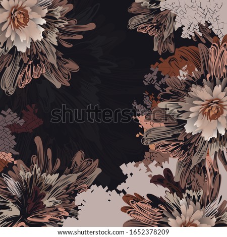 Square Scarf Design With Floral Pattern Vintage 商業照片 © 