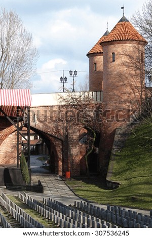 POLTUSK, POLAND - March 27, 2008:Castle in Poltusk, in the past - A Castle of Bishops of Plock.  It is located in Pultusk, the riverbank and on the edge of White Forest.