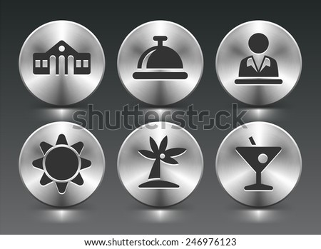 Vacation and Recreation Activity on Silver Round Buttons
