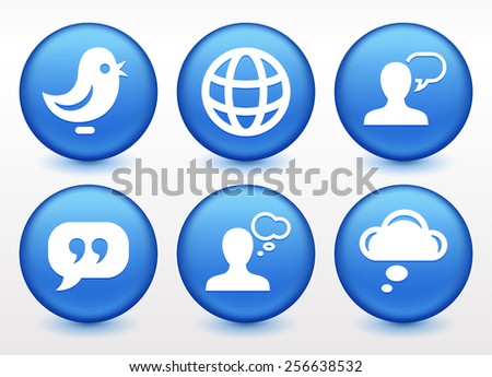 People and Chat Communication on Blue Round Buttons