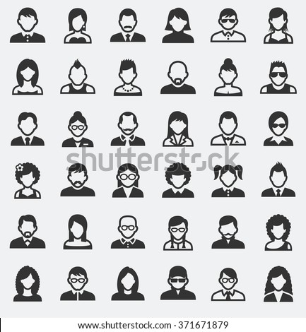 People Face Set on Pale Background