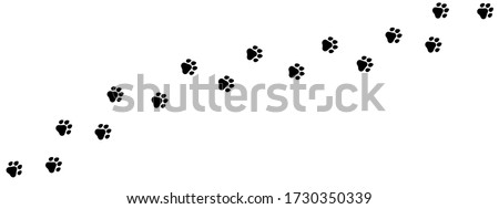 Paw print of dog, cat, puppy pet footprint,  print vector icon