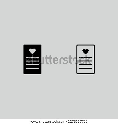 heart postcard fill and outline icon set isolated vector illustration