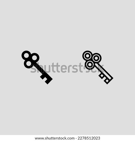 key fill and outline icon set isolated vector illustration