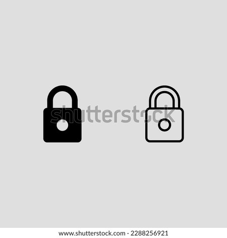 lock fill and outline icon set isolated vector illustration