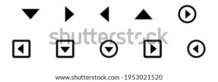 set of black caret icon isolated white background 