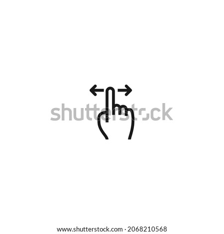 horizontal drag hand gesture black icon, isolated white background