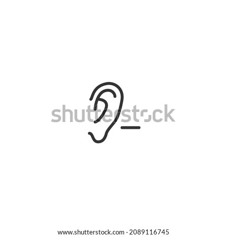 ear volume down line icon, outline vector sign, pixel perfect icon