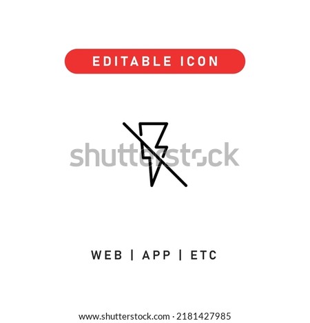 flash off editable stroke icon, outline icon for web, app, presentation, etc