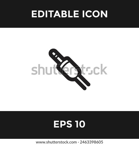 aux cable or audio cable simple editable icon isolate white background