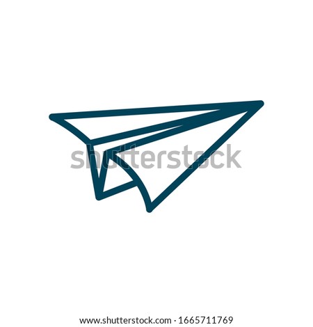 Origami paperplane line style icon design, Travel paper airplane fly transport aviation flight vacation and transportation theme Vector illustration