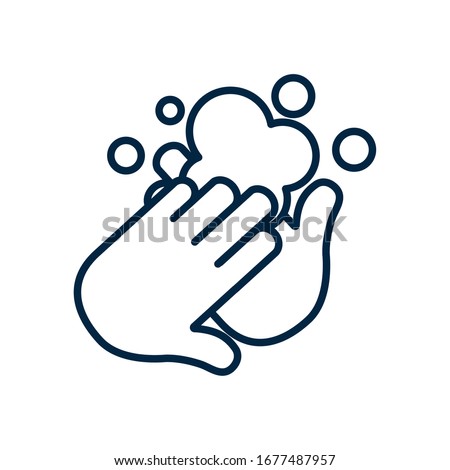 handwashing symbol icon over white background, line style, vector illustration