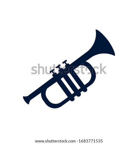 Trumpet silhouette style icon design, Music sound melody song musical art and composition theme Vector illustration