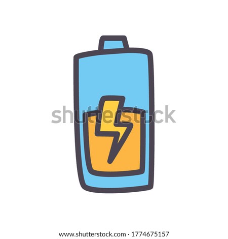 half battery with thunder line and fill style icon design, energy power technology and charge theme Vector illustration