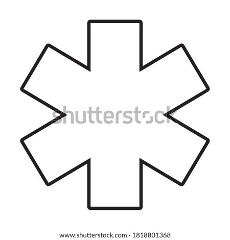 emergency medical star icon over white background, line style, vector illustration