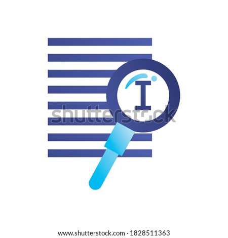 lupe with text paragraph gradient style icon design, search tool and magnifying glass theme Vector illustration