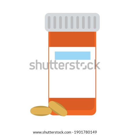 pills bottle icon over white background, flat style, vector illustration