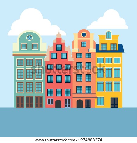 sweden Gamla Stan buildings illustration