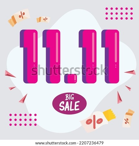 11 11 big sale cartel with lettering