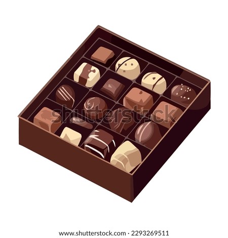 Luxury chocolate truffle in cute box isolated