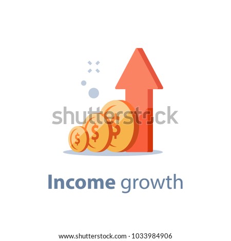 Long term investing strategy, income growth, boost business revenue, investment return, fund raising, pension savings account, financial improvement report, more money, high interest rate, vector icon