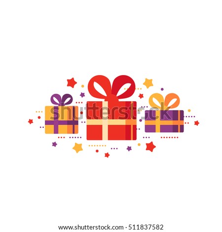 Gift box icon, special present idea. Flat design vector illustration. Celebration event, surprising gift