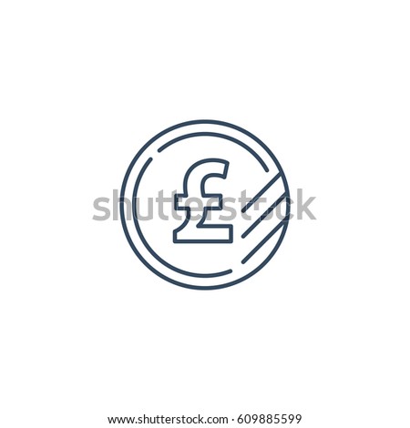 Currency signs, money exchange, pound coins, vector mono line icons