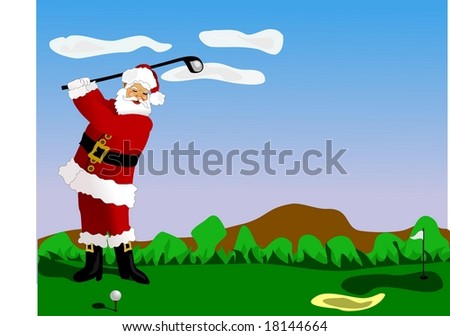 Santa Claus Playing Golf. Stock Photo 18144664 : Shutterstock