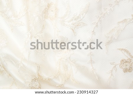 Luxury vintage ivory silk cloth for bridal dress with embroidery floral pattern and Czech beads