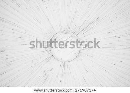 White colored old vintage wood with sun rays. Arbor ceiling. Grunge wooden background. Shabby chic France Provence style