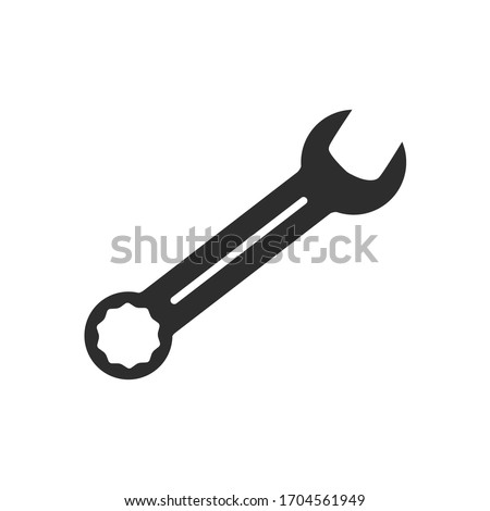 wrench icon. Vector flat black symbol on white background