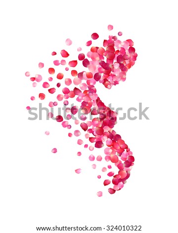 Profile of pregnant woman made of rose petals