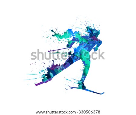 Bright icon of cross-country skier isolated on white background