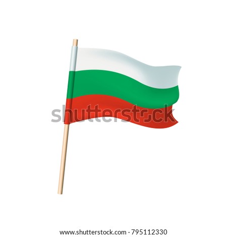 Bulgaria tricolor (white, green and red horizontal stripes) flag on white background. Vector illustration