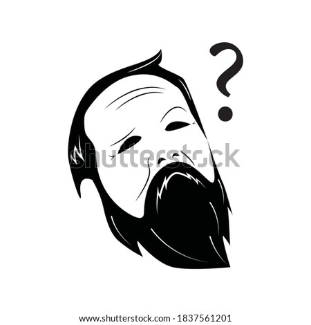 Oldman looks confused illustration, asking about something