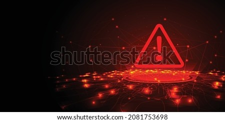  Hacking Concept design. Attention warning attacker alert sign with exclamation mark on dark red background.Security protection Concept. vector illustration.