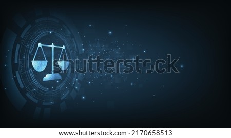 Internet law concept design.Cyber Law as digital legal services Labor law, Lawyer, on Dark Blue blurred background.