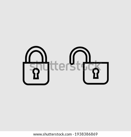 lock outline icon set isolated vector illustration