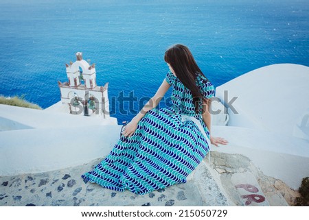 greece woman travel island sea