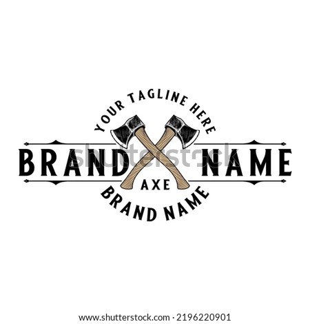 vector logo of two crossed axes.creative design for throwing axes
