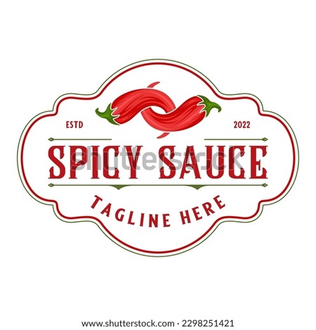 spicy chili sauce emblem logo design. the concept of chilli and fire, for sauce products, spicy foods and others.