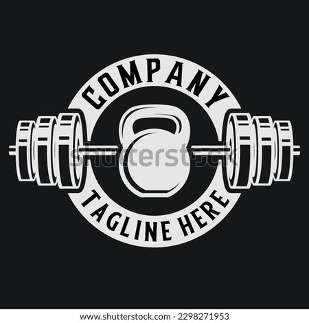 fitness vector logo design. with barbell and kettlebell icon. for muscle sports barbell club